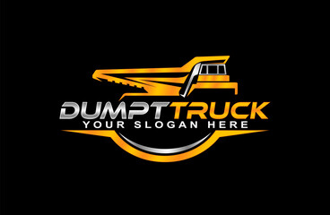 Dump truck logo emblem design vector illustration template business construction company	