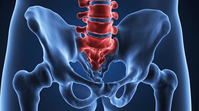 Human Pelvis Anatomy A Detailed 3D Visualization of the Skeletal Structure.