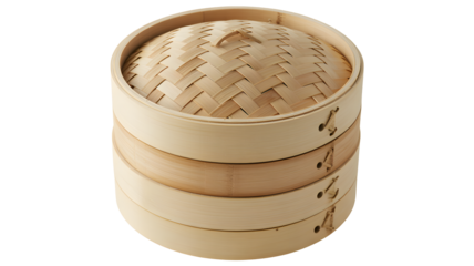 Elegant bamboo steamer for healthy cooking, perfect for Asian cuisine, showcasing fresh ingredients and culinary artistry in a modern kitchen setting