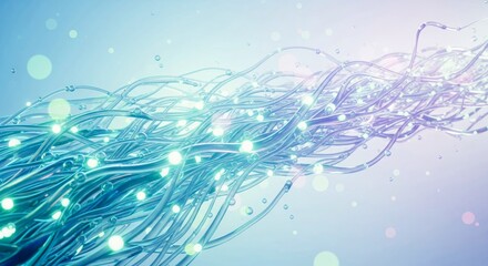 Naklejka premium Abstract glowing fiber optics visualize high-speed data transfer, global network, and digital communication. Concept for internet, tech, and innovation.