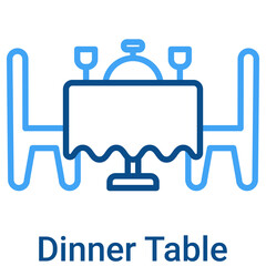 Dinner Table Icon in Outline Color Style. Vector Illustration For Graphic Design