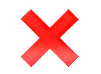 Obraz premium Red x mark symbol isolated on transparent background