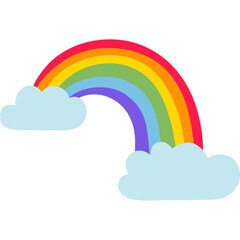 Vibrant Rainbow Arching Between Soft Clouds Against Transparent Background A Symbol of Hope and Magic
