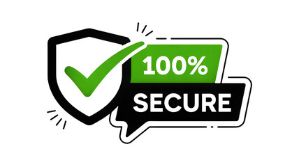 Enjoy ultimate protection with a 100% secure guarantee featuring a green checkmark and shield, signaling full safety and confidence for your online activities