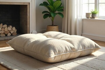 Luxurious Oversized Floor Cushion in Cozy Living Room Perfect for Relaxing and Impromptu Seating, Adding Comfort and Style to Your Home Decor