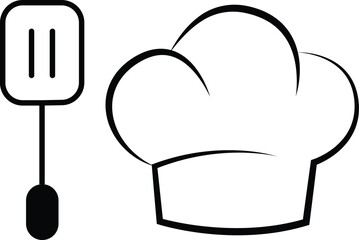 Chef hat with spatula icon Isolated on transparent background.