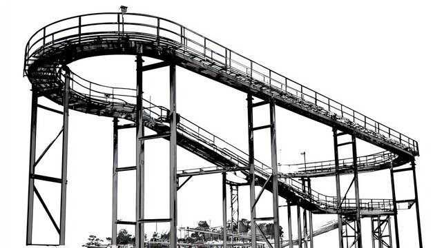 black and white roller coaster track clip art preview