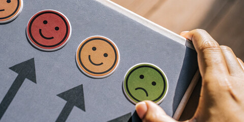Measuring business performance and assessing customer satisfaction using smiley face stickers
