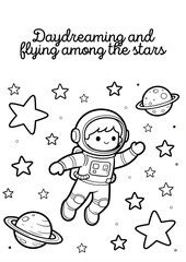 DISEGNO PICCOLO ASTRONAUTA TRA LE STELLE 