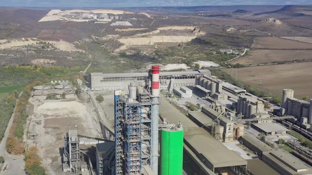 Aerial view to cement plant near to Devnya, Varna, Bulgaria. Devnya cement plant