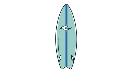 Light Blue Surfboard with Wave Logo and Swallowtail Design.