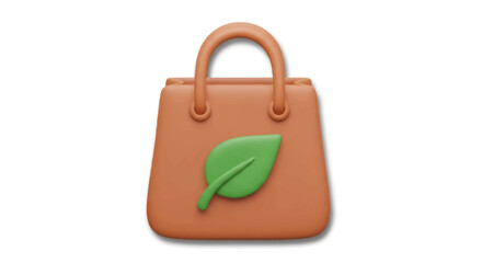 Eco-friendly shopping bag icon with green leaf emblem.