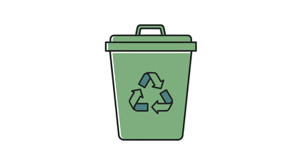 Green Recycling Bin with Universal Recycling Symbol.