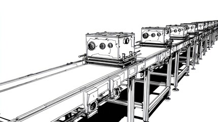 Industrial conveyor system line drawing