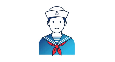 Cartoon Sailor Avatar Icon with Anchor Hat and Striped Shirt.
