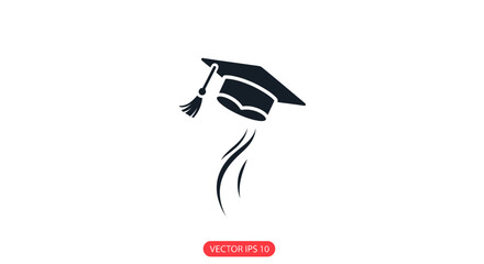 Graduation Cap Icon with Tassel and Stylized Silhouette.