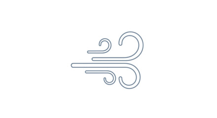Simple Line Art Wind Icon Representing Breeze or Air Movement.