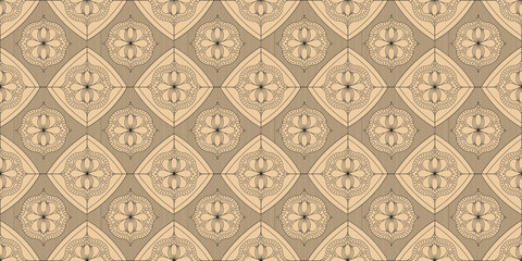 Wallpaper print. Vector illustration of retro Floral Wallpaper with rhombus ornament. Perfect arabic interior wall decor Wallpaper fabric textile print 