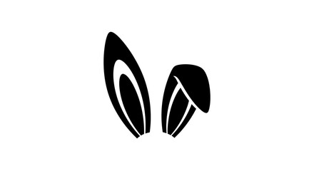 Black Silhouette of Bunny Ears with Inner Detail.