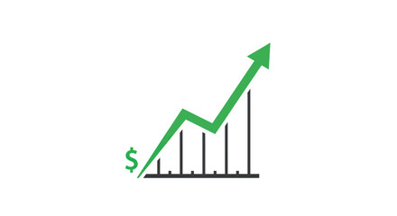 Upward Trending Green Arrow Graph with Dollar Sign Indicating Financial Growth.