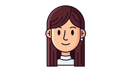 Cartoon Portrait of a Woman with Long Brown Hair and Pearl Earrings.