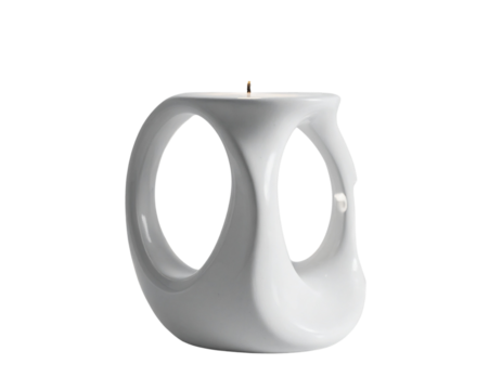  Angled Side View of Abstract Moonlight Candle Stand with Floating Light Orbs, Isolated on Transparent Background