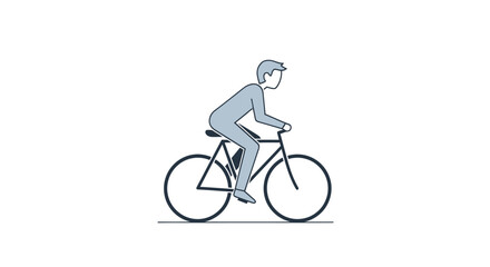 Stylized illustration of a person riding a bicycle.