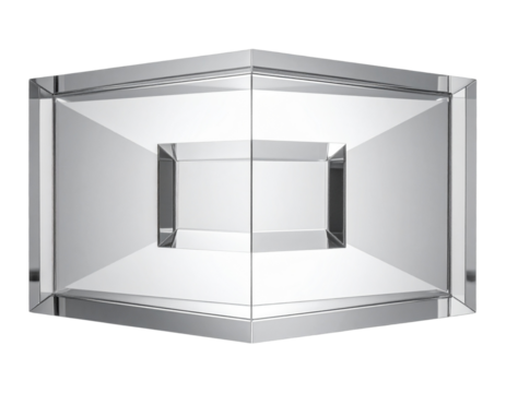 Crystal Edge Wall Art Cube Front Display View, Minimal Luxury Style, Isolated on Transparent Background