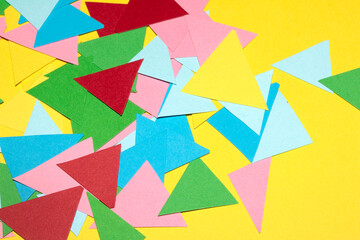 Simple Paper Card Primary Colour Triangle Geometric Shapes in Multicolour Rainbow Calm Background