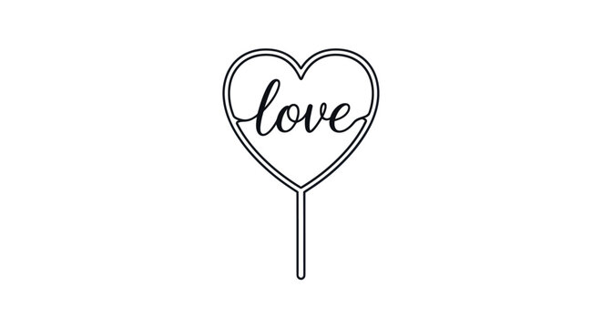 Elegant Heart-Shaped Cake Topper with Love Script.