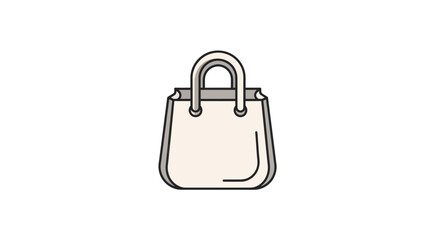 A simple stylized illustration of a light-colored handbag with two handles.