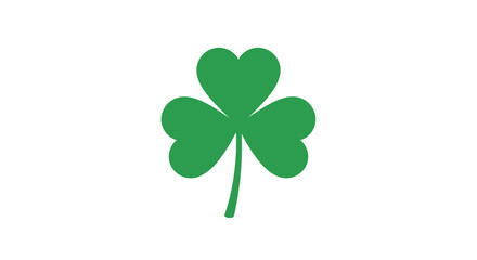 Simple Green Three-Leaf Clover Shamrock Icon Graphic.