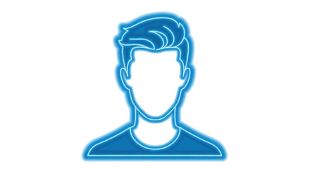 Blue Neon Outline of a Mans Head and Shoulders.