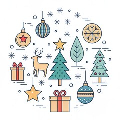 christmas round composition/ holiday collection outline