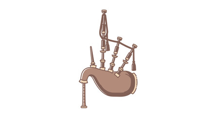 Traditional Scottish Bagpipe Musical Instrument Illustration.