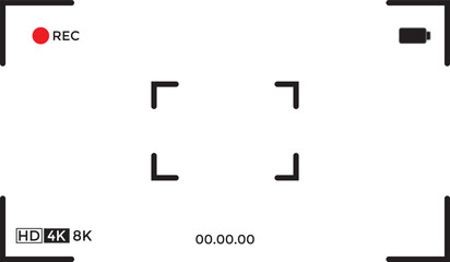 Camera viewfinder screen. video screen. Camera recording screen template for overlay. display full hd format, digital display interface.
