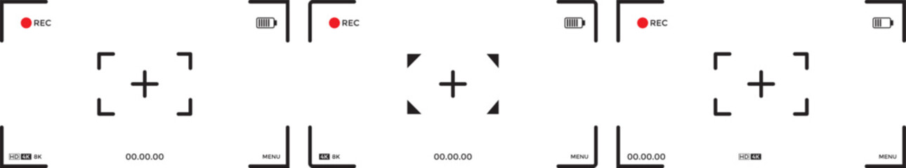 Camera viewfinder screen. video screen. Camera recording screen template for overlay. display full hd format, digital display interface.
