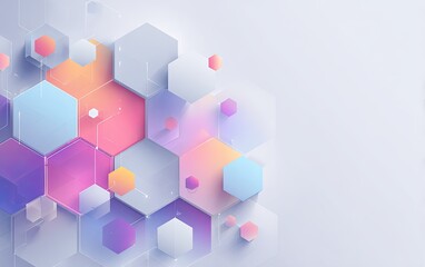 Abstract digital art featuring overlapping, multi-colored, and angled hexagonal shapes