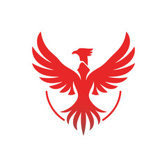 Abstract gradient phoenix logo with fiery wings symbolizing rebirth, power, and freedom on a white background.