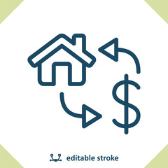 Real Estate Icon. House, Home, Flip, Flipping, Price, Dollar, Housing Market