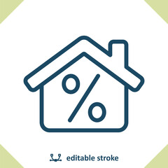 Mortgage Icon. Real Estate, Home, House, Percent, Percentage Sign