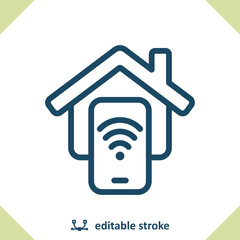 Smart Home Icon. House, Home, Smartphone, Mobile Phone, Wireless