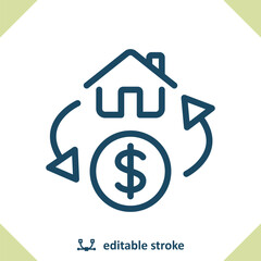 Real Estate Icon. House, Home, Flip, Flipping, Price, Dollar, Housing Market