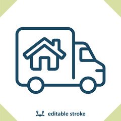 Van Icon. Truck, Delivery Truck, Vehicle, Moving Van, House, Home