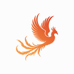 Fototapeta premium Abstract gradient phoenix logo with fiery wings symbolizing rebirth, power, and freedom on a white background.