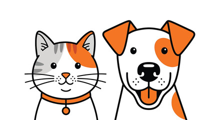 Obraz premium Illustration of a cute cat and dog, perfect for petrelated designs, childrens books, or veterinary clinic branding