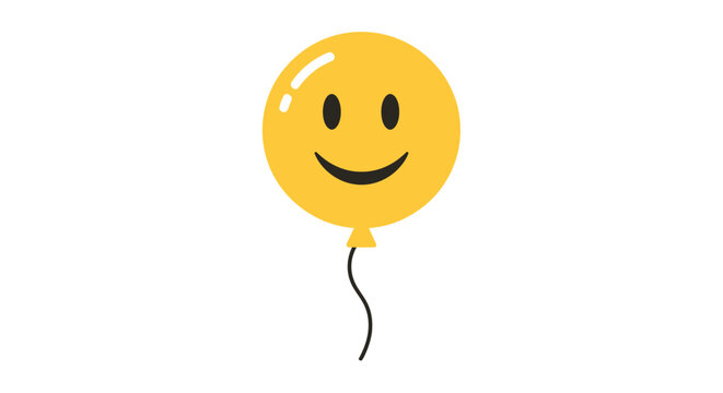 Yellow Smiley Face Balloon with Black String.