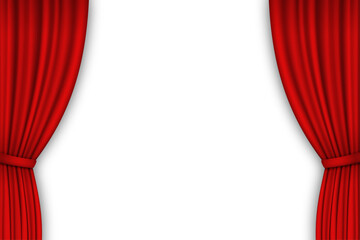 Red curtain tie back with soft shadow isolated. Vector, png