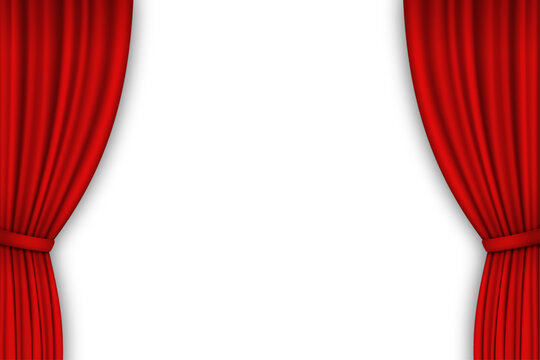 Red curtain tie back with soft shadow isolated. Vector, png