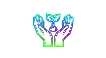 Colorful Hands Cupping a Sprout Symbolizing Growth and Nurturing.